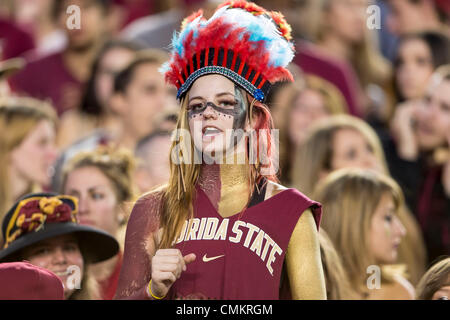 Tallahassee, Florida, Stati Uniti d'America. 2° Nov, 2013. Florida State Seminoles ventole allegria durante il gioco tra gli uragani di Miami e la Florida State Seminoles a Doak S. Campbell Stadium. Florida stato sconfitto Miami 41-14. Credito: Cal Sport Media/Alamy Live News Foto Stock