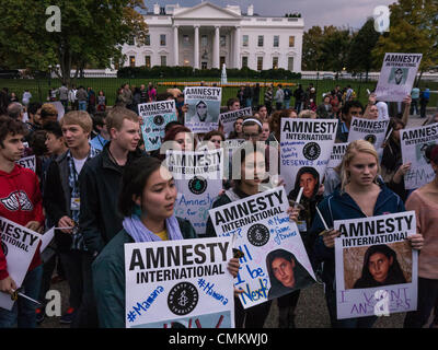 Washington, DC, Stati Uniti d'America. 2° Nov, 2013. Gli attivisti con Amnesty International ha protestato drone esecuzioni extragiudiziali e potenza. Credito: Ann poco/Alamy Live News Foto Stock