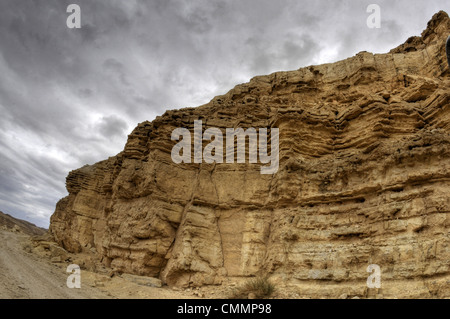 Deserto di Negev rocce sedimentarie roccia calcarea con gli strati Foto Stock