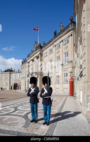 Le protezioni presso il Castello di Amalienborg, Copenhagen, Danimarca, in Scandinavia, Europa Foto Stock