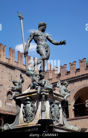 Fontana del Nettuno Piazza del Nettuno, Bologna, Emilia Romagna, Italia, Europa Foto Stock