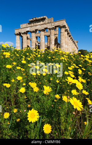 Selinunte il tempio greco a molla, Selinunte, Sicilia, Italia, Europa Foto Stock