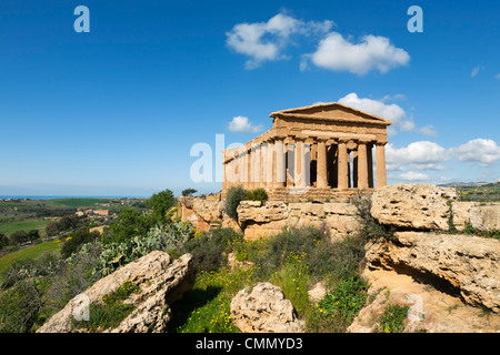 Tempio di Concordia (Concord), Valle dei Templi, Sito Patrimonio Mondiale dell'UNESCO, Agrigento, Sicilia, Italia, Europa Foto Stock