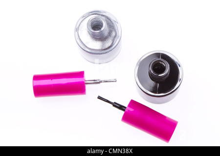 Smalto per unghie set isolato su sfondo bianco Foto Stock
