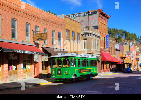 SD, Deadwood, Deadwood carrello sulla strada principale, la storica Gold città mineraria ora una mecca del gioco d'azzardo Foto Stock