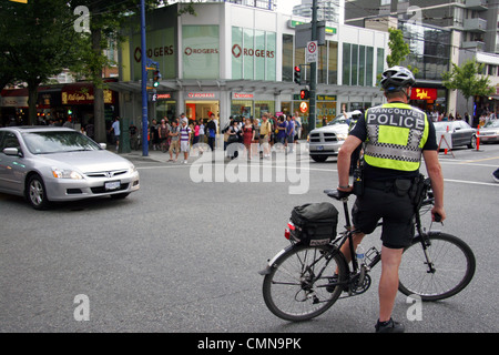 La polizia di Vancouver sul dovere di traffico, Vancouver, Canada Foto Stock