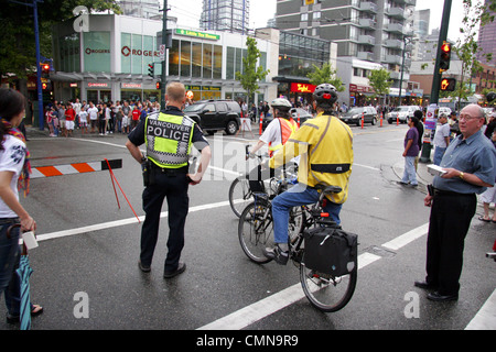 La polizia di Vancouver sul dovere di traffico, Vancouver, Canada Foto Stock