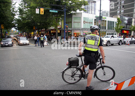 La polizia di Vancouver sul dovere di traffico, Vancouver, Canada Foto Stock