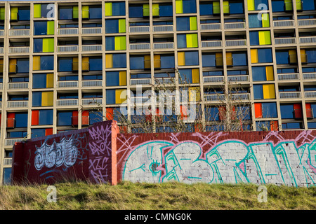 Park Hill appartamenti ristrutturazione /progetto di rigenerazione nel cuore della città di Sheffield South Yorkshire Inghilterra Foto Stock