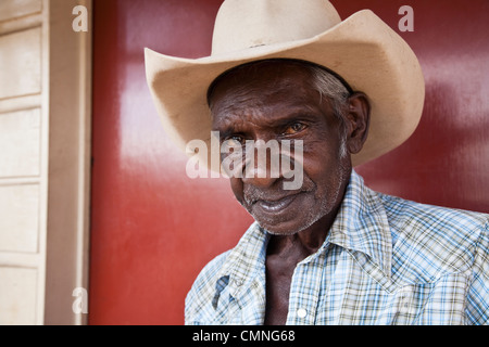 Ritratto di un aborigeno stockman. Cooktown, Queensland, Australia Foto Stock