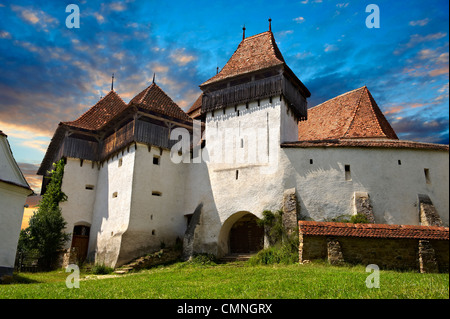 Szekly fortificata medievale chiesa di Viscri, Buneşti, Brasov, in Transilvania. Foto Stock