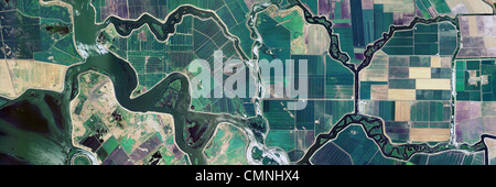 Mappa aerea di San Joaquin River delta California Foto Stock