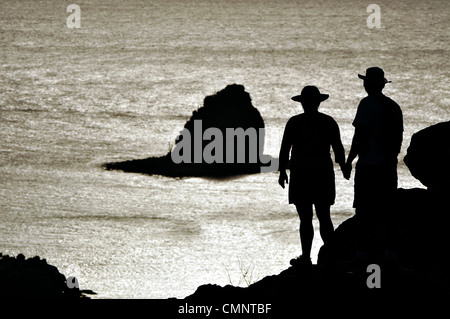 Giovane stagliano contro il mare di Cortez, Ispiritu Santo, Baja California, Messico. Foto Stock