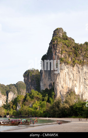 Le scogliere calcaree dell'estremità nord di Railay Bay (Krabi - Thailandia). Falaises calcaires Nord de la Baie de Railay (Krabi). Foto Stock