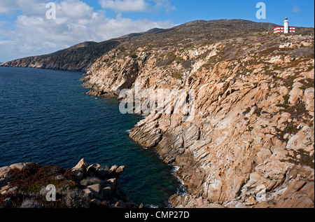 Punta di Capel Rosso e Cala Schizzatoio, Isola del Giglio, Grosseto, Toscana, Italia Foto Stock