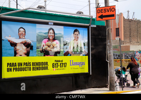 Lima Peru,Distretto Barranco,Avenida Bolognesi,scena stradale,angolo,cartellone,pubblicità,pubblicità pubblicitaria, pubblicità pubblicitaria, Sp Foto Stock