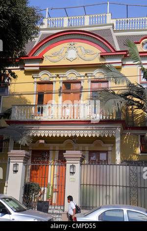 Lima Peru,Barranco,Avenida El Libertador San Martin,quartiere,casa case case residenza,palazzo,Beaux Arts,preservation,architettura balcon Foto Stock
