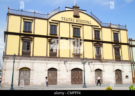 Tacna Peru,Avenida 2 de Mayo,Teatro Municipal,teatro,teatro della città,cultura,arte artwork,edificio,1870,preservation,facciata,architettura,architettura,qu Foto Stock