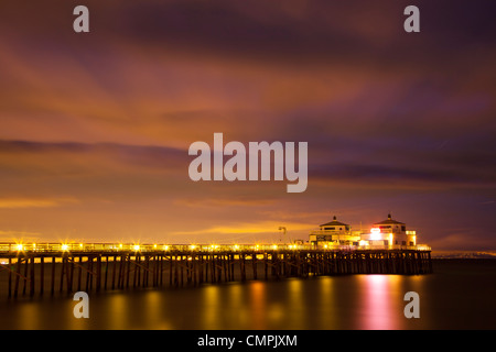 Malibu Pier, Tramonto, Spiaggia, Malibu, California, Regno Staes d'America Foto Stock