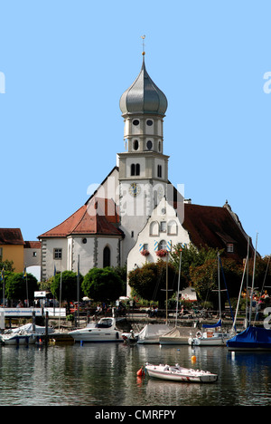 Chiesa parrocchiale di San Giorgio di Wasserburg presso il lago di Costanza. Foto Stock