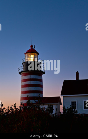 West Quoddy Head Light, Lubec, Maine, Stati Uniti d'America Foto Stock