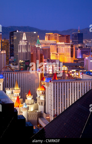 Las Vegas Skyline al crepuscolo, Nevada, STATI UNITI D'AMERICA Foto Stock