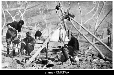 1918 Base del Monte Katmai Camp festa flapjack stratovulcano Foto Stock