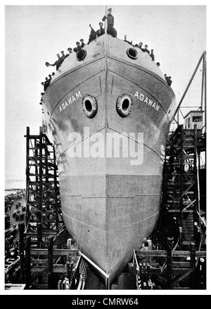 1918 Agawam primo fabbricato ship mai costruito Hog Island Philadelphia, Pennsylvania Foto Stock