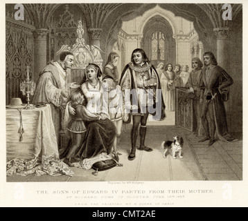 I figli di Edward IV parted dalla loro madre da Richard duca di Gloucester 16 Giugno 1483 Foto Stock