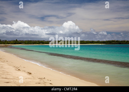 Natadola Beach, il litorale di corallo, Viti Levu, Figi e Sud Pacifico Foto Stock