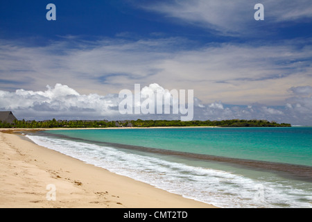 Natadola Beach, il litorale di corallo, Viti Levu, Figi e Sud Pacifico Foto Stock