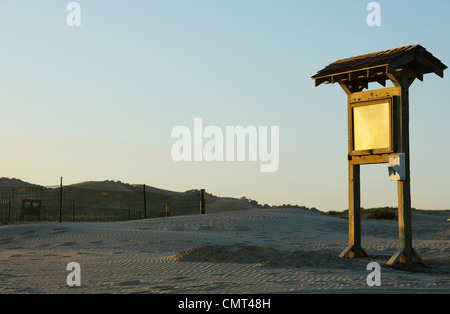 Segno sul Pismo Beach in California nel sole basso Foto Stock