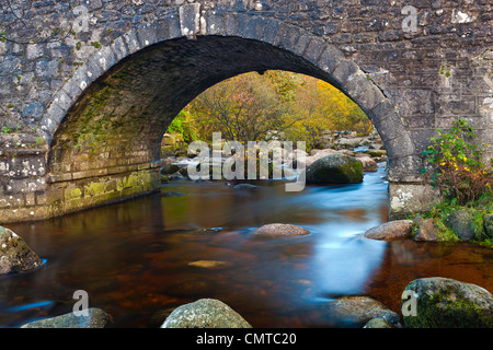 Fiume Dart in autunno, Parco Nazionale di Dartmoor, Devon, Inghilterra sudoccidentale, Europa Foto Stock