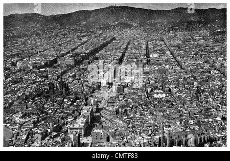 1925 Barcelona City vista aerea Foto Stock