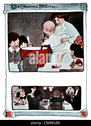 Pudding natalizio dalla donna in casa 1905 Foto Stock