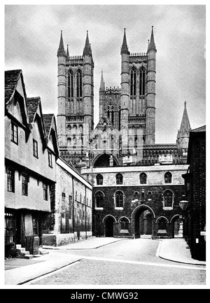 Cattedrale di Lincoln 1905 Foto Stock