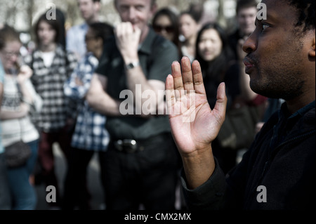 Speakers Corner a Hyde Park di Londra Foto Stock