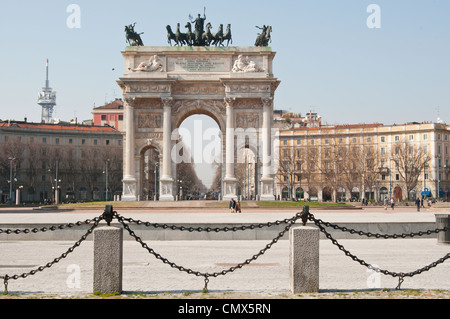 Arco della Pace in Piazza Sempione a Milano Foto Stock