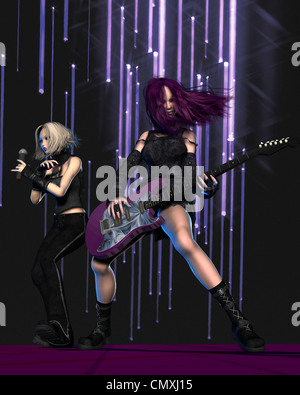 Ragazza di Goth band sul palco Foto Stock