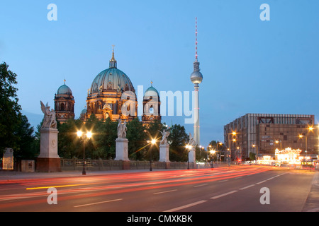 Berlino, ponte del castello, a cupola, Alex, crepuscolo Foto Stock