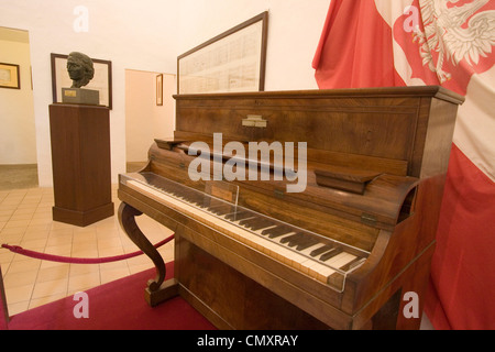 Mallorca Kartause Valmossa, Museo di Chopin, pianoforte, rose Foto Stock