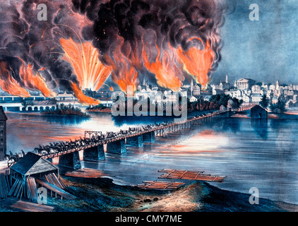 La caduta di Richmond, Virginia, la notte del 2 aprile 1865, NEGLI STATI UNITI DURANTE LA GUERRA CIVILE Foto Stock