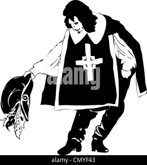 In bianco e nero di uomini in full-length moschettieri Foto Stock