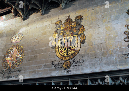 Belgio, Fiandre, Gand, Stadhuis City Hall, sala di pacificazione, stemma Foto Stock