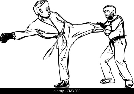 Il Karate Kyokushinkai schizzo di arti marziali e sport di combattimento Foto Stock