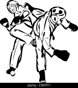 Il Karate Kyokushinkai schizzo di arti marziali e sport di combattimento Foto Stock