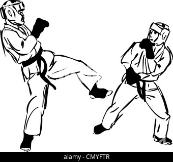 Il Karate Kyokushinkai schizzo di arti marziali e sport di combattimento Foto Stock