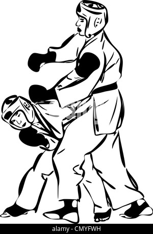 Il Karate Kyokushinkai schizzo di arti marziali e sport di combattimento Foto Stock