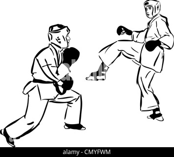 Il Karate Kyokushinkai schizzo di arti marziali e sport di combattimento Foto Stock