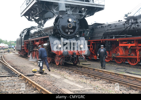 Un tedesco di locomotiva a vapore a vapore Hilbersdorf capannone vicino a Chemnitz, Germania Foto Stock